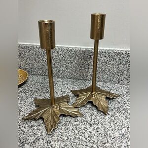 leaf taper candle holders